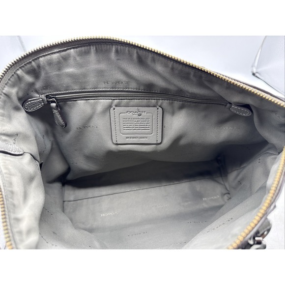 COACH Prairie Satchel Polished Pebbled Leather 58874 Grey Leather Handbag - Picture 4 of 11